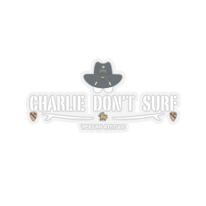 Charlie Don't Surf Sticker (White)
