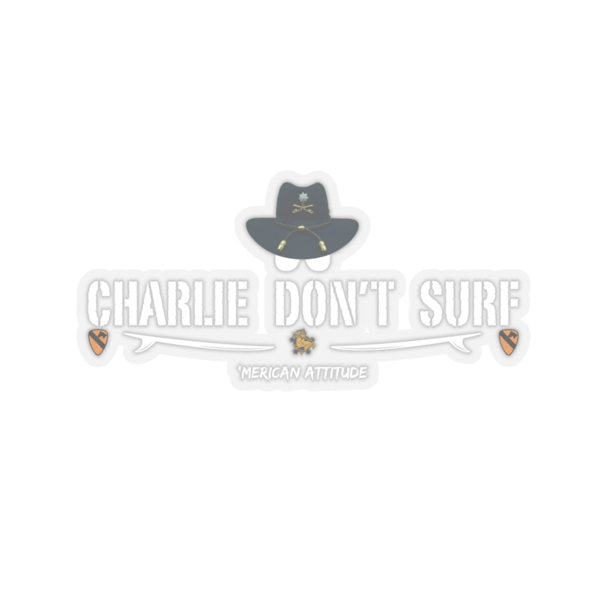 Charlie Don't Surf Sticker (White)
