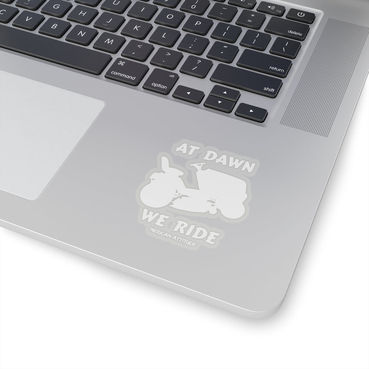 At Dawn We Ride (Lawn) Sticker (White)