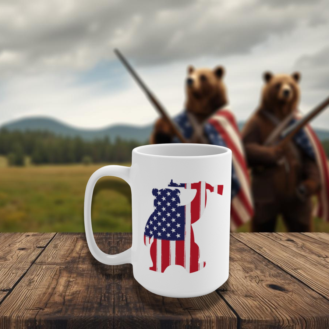 Bear Armed RW&B  15oz Mug (White)