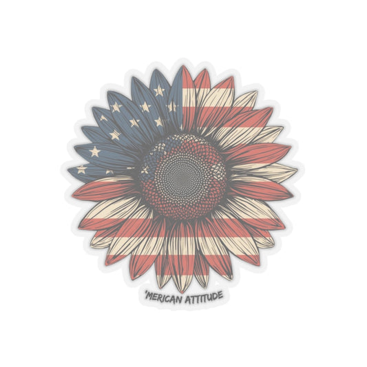 Old Glory Sunflower Sticker (Black)