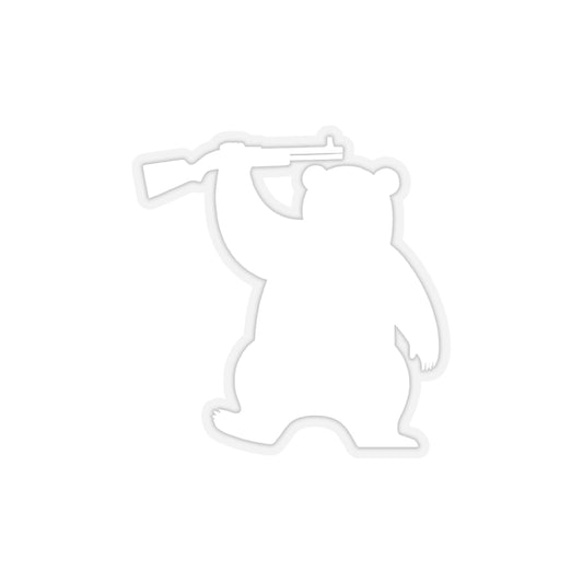 MA Armed Bear Logo Sticker (White)