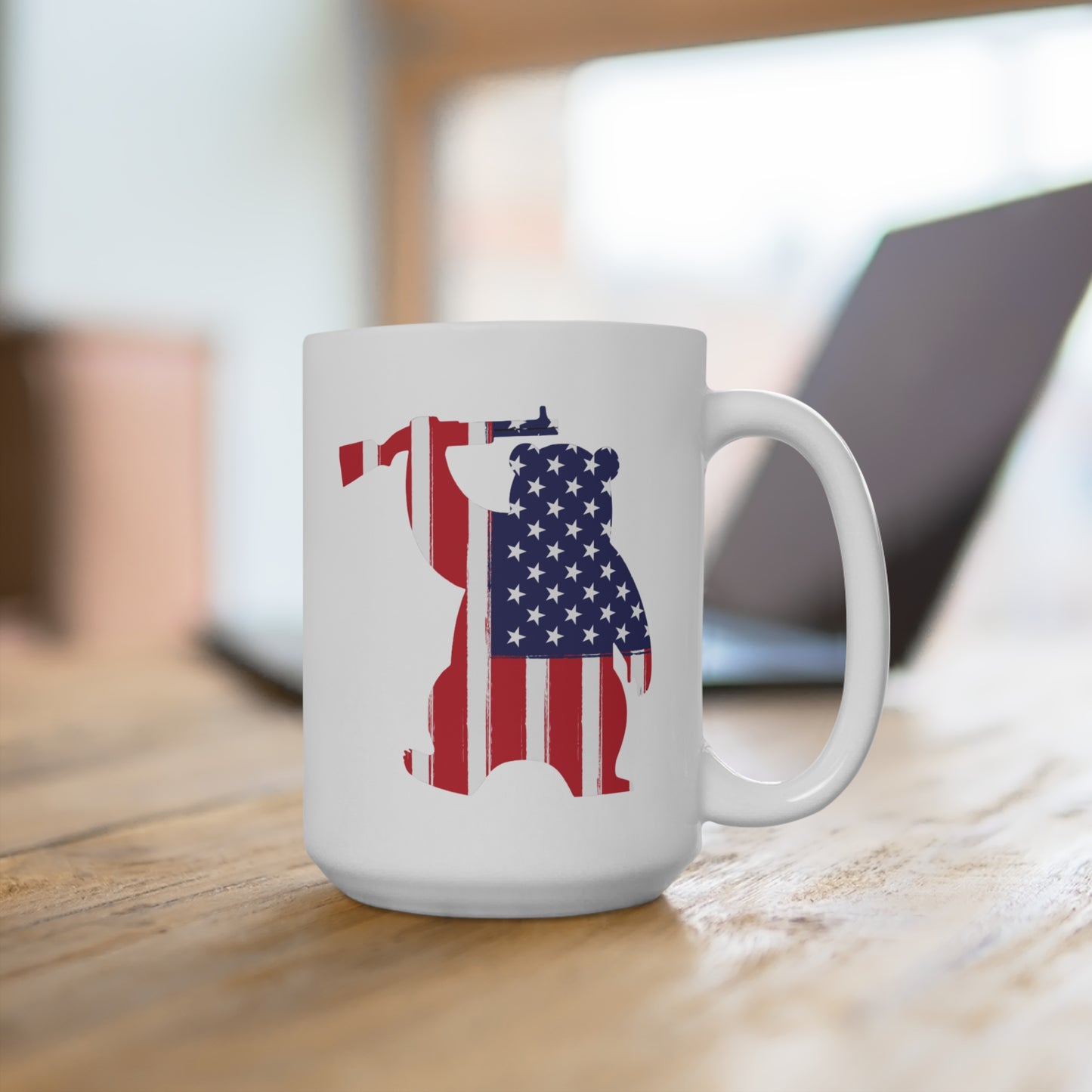 Bear Armed RW&B  15oz Mug (White)