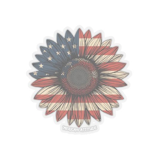 Old Glory Sunflower Sticker (White)