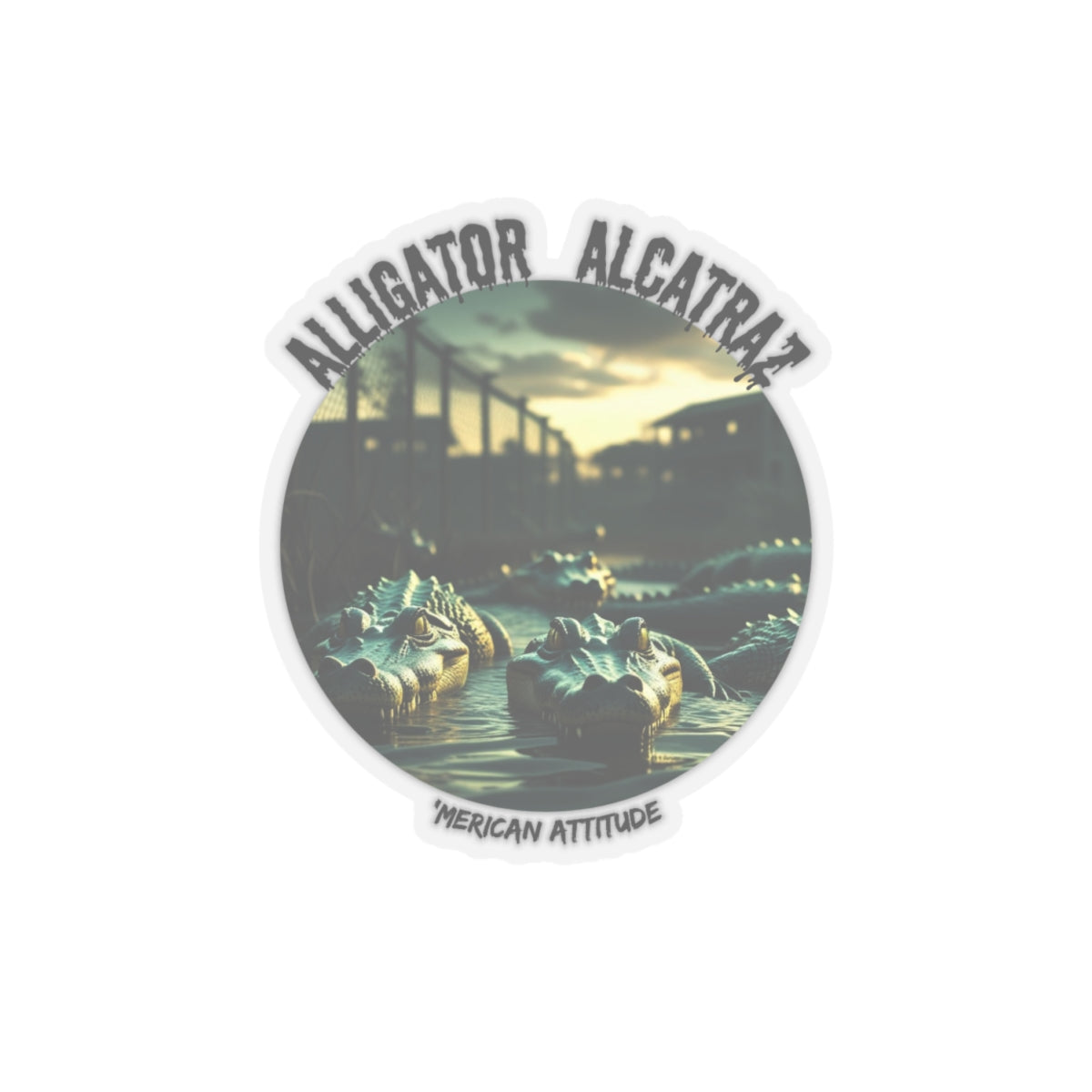 Alcatraz Sticker Alligator Alcatraz Sticker (White) – 'Merican Attitude